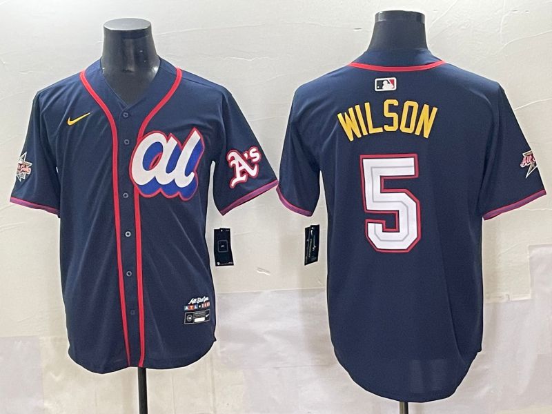 Men 2025 Oakland Athletics #5 Wilson Drak Blue All star Nike MLB Jersey style 1